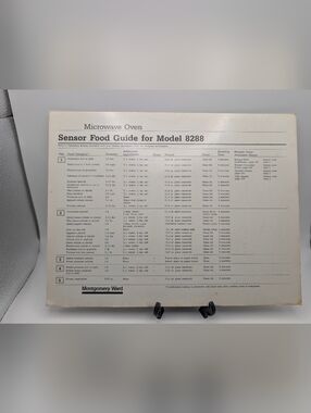 Montgomery Ward Microwave Oven Sensor Food Guide For Model 8288 Vtg